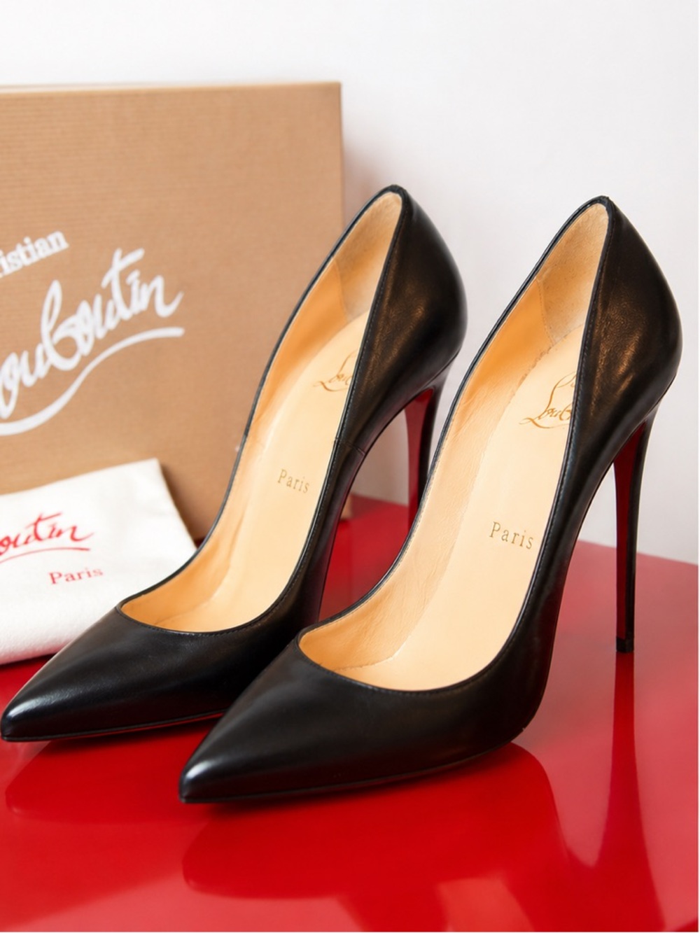 Authentic Christian Louboutin Black Leather Pumps